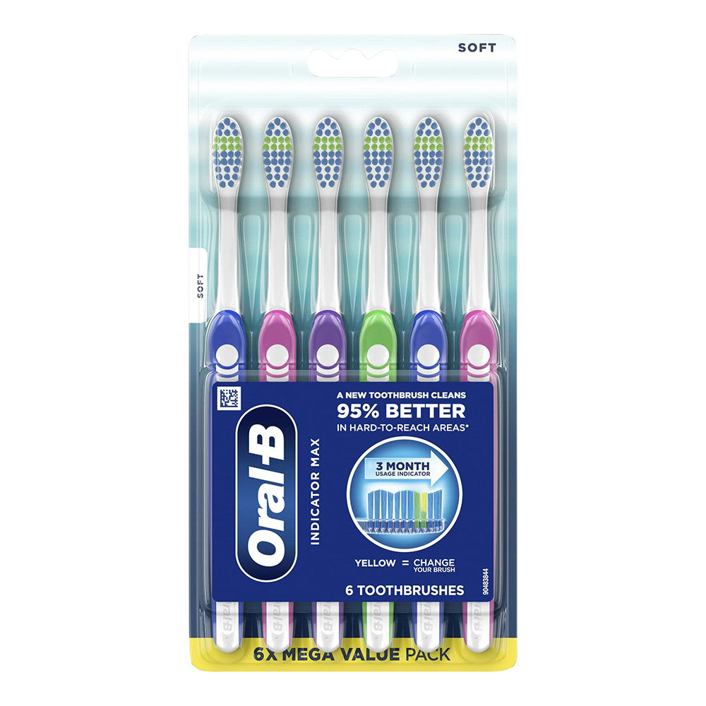 Oral-B Indicator Contour Clean Soft Bristle Manual Toothbrush, 6 Ea